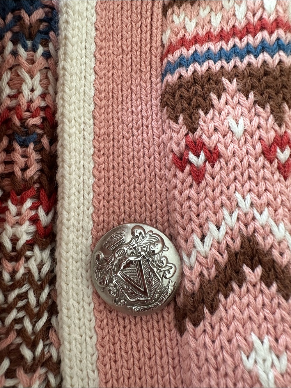 Pink Fair Isle Collared Knit Jacket from Veronica Beard - Picture 4 of 4